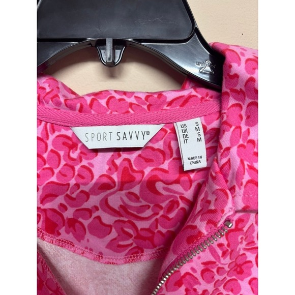 Sport Savvy Pink Print Sleeveless Dress Size Small Half Zip Athletic Tennis - Picture 2 of 5